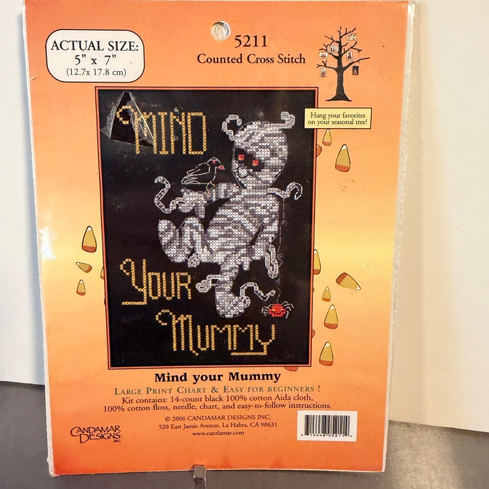 Candamar Designs Mind Your Mummy Counted‎ Cross Stitch Kit 5211 Halloween New